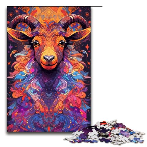Puzzle für Erwachsene, 1000 Teile, farbiges Anime-Ziegen-DIY-Puzzle, Spielzeug, Weihnachts- und Geburtstagsgeschenke (Größe 50 x 75 cm) von LLONGKT
