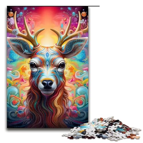 Puzzle für Erwachsene, 1000 Teile, farbiges Hirsch-Denkspiel für die Weihnachtswunschliste mit Weihnachtsmann, Größe 50 x 75 cm Puzzle für Erwachsene, 1000 Teile, farbiges Hirsch-Denkspiel für die Weihnachtswunschliste mit Weihnachtsmann, Größe 50 x 75 cm von LLONGKT