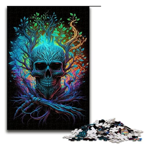 Puzzle für Erwachsene, 1000 Teile, farbiges Totenkopf-Puzzle, Holzpuzzle, Familiendekoration, Größe 50 x 75 cm Puzzle für Erwachsene, 1000 Teile, farbiges Totenkopf-Puzzle, Holzpuzzle, Familiendekoration, Größe 50 x 75 cm von LLONGKT