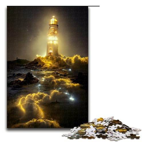 Puzzle für Erwachsene, 1000 Teile, gelber Leuchtturm, Eltern-Kind-Interaktion, geeignet für Jugendliche ab 14 Jahren von LLONGKT