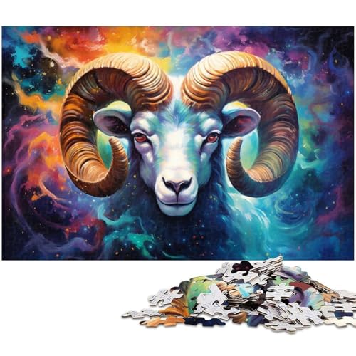 Puzzle für Erwachsene, 1000 Teile, kosmischer Widder, Puzzle mit vollständig ineinander greifenden, zufällig geformten Teilen, Größe 50 x 75 cm von LLONGKT