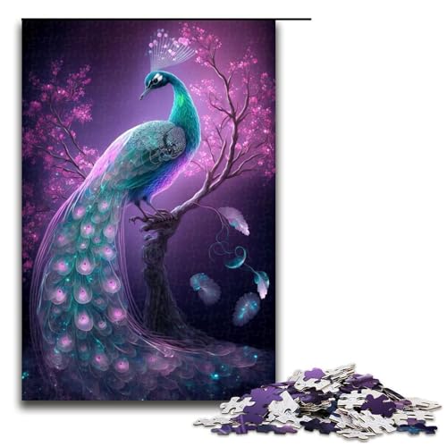 Puzzle für Erwachsene, 1000 Teile, prächtiges Pfauenpuzzle, Lernpuzzle für die Heimdekoration, Größe 50 x 75 cm von LLONGKT