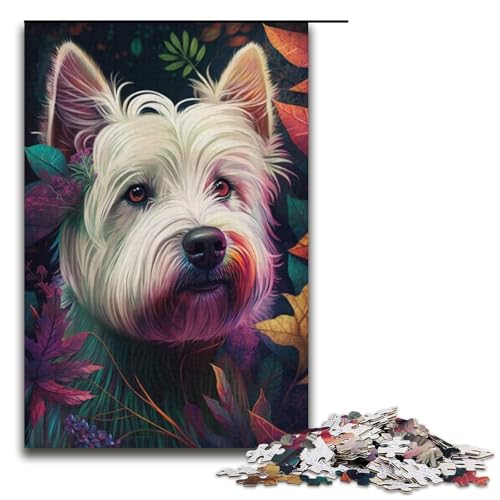 Puzzle für Erwachsene, 1000 Teile, schönes West Highland Terrier-Puzzle – anspruchsvolles Spiel, tolles Geschenk für Spiele, geeignet für und Jugendliche ab 14 Jahren, Größe 38 x 26 cm von LLONGKT