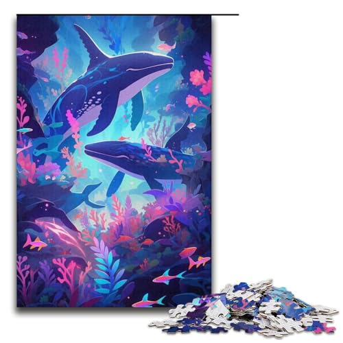 Puzzle für Erwachsene, 1000 Teile, schwimmende Wale, Eltern-Kind-Interaktion, geeignet für Jugendliche ab 14 Jahren von LLONGKT