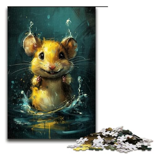 Puzzle für Erwachsene, 1000 Teile, süße kleine gelbe Maus, Puzzle mit passendem Poster und Quizblatt, geeignet für Kinder und Jugendliche ab 14 Jahren (Größe 50 x 75 cm) von LLONGKT