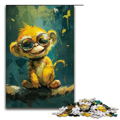 Puzzle für Erwachsene, 1000 Teile, süßer Kleiner gelber AFFE, Heimdekoration, Puzzlespielzeug, einzigartiges Geburtstagsgeschenk (Größe 50 x 75 cm) von LLONGKT