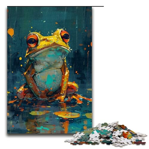 Puzzle für Erwachsene, 1000 Teile, süßer Kleiner gelber Frosch, Heimdekoration, Puzzlespielzeug, EIN Kunstwerk für Teenager ab 14 Jahren (Größe 50 x 75 cm) von LLONGKT