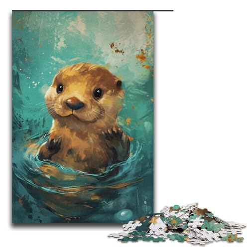 Puzzle für Erwachsene, 1000 Teile, süßer Kleiner gelber Otter, Heimdekoration, Puzzlespielzeug, EIN Kunstwerk für Teenager ab 14 Jahren (Größe 38 x 26 cm) von LLONGKT
