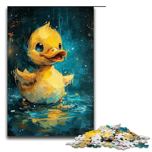 Puzzle für Erwachsene, 1000 Teile, süßes kleines gelbes Enten-Puzzle mit passendem Poster und Quizblatt, geeignet für Kinder und Jugendliche ab 14 Jahren (Größe 50 x 75 cm) von LLONGKT