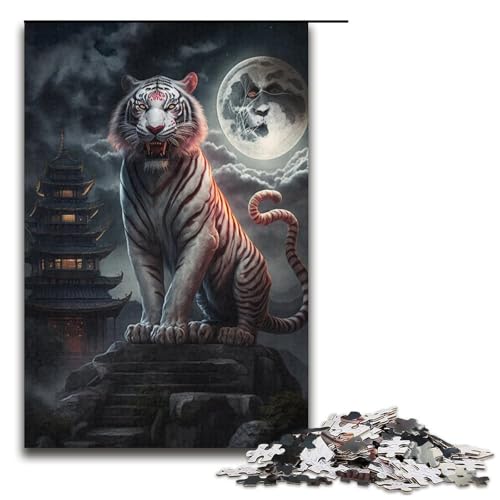 Puzzle für Erwachsene, 1000 Teile, weißer Tiger, Puzzle, Spielzeug, Denkspiel, Geburtstagsgeschenk, Geschenke, Wandkunst (Größe 38 x 26 cm) von LLONGKT