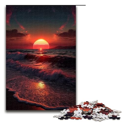 Puzzle für Erwachsene, 1000 Teile, wunderschöne Sonnenuntergangs-Puzzles für Holzpuzzle, Lernspiel, Herausforderungsspielzeug (Größe 50 x 75 cm) von LLONGKT