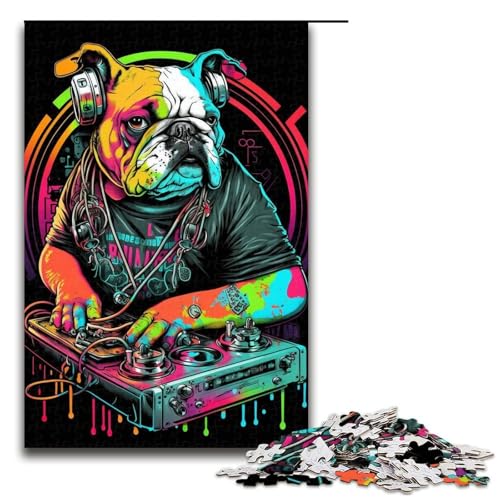 Puzzle für Erwachsene, 1000-teiliges Spiel „Bulldoggen-Puzzle“ – anspruchsvolles Spiel, Größe 50 x 75 cm von LLONGKT
