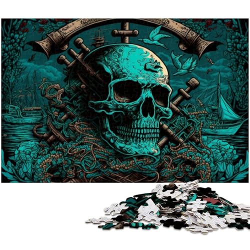 Puzzle für Erwachsene, 1000-teiliges Totenkopf-Puzzle-Quizspiel, ganze Familie, Größe 38 x 26 cm von LLONGKT