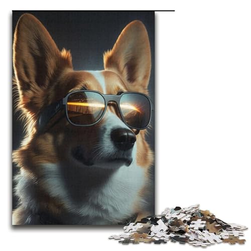 Puzzle für Erwachsene, Cooles Corgi-Hund-Puzzle, 1000 Teile, Lernspiele, perfekte Dekoration für Teenager ab 14 Jahren, Größe 38 x 26 cm von LLONGKT