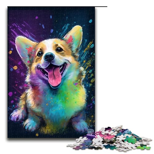 Puzzle für Erwachsene, Corgi-Hund, 1000 Teile, Lernspiele, perfekte Dekoration für Teenager ab 14 Jahren, Größe 50 x 75 cm von LLONGKT