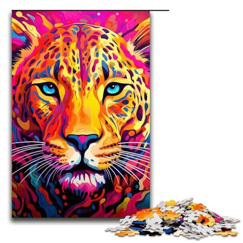 Puzzle für Erwachsene, Gelb-Rosa-Leopard, 1000-teiliges Holzpuzzle für Erwachsene, Größe 50 x 75 cm Puzzle für Erwachsene, Gelb-Rosa-Leopard, 1000-teiliges Holzpuzzle für Erwachsene, Größe 50 x 75 cm von LLONGKT