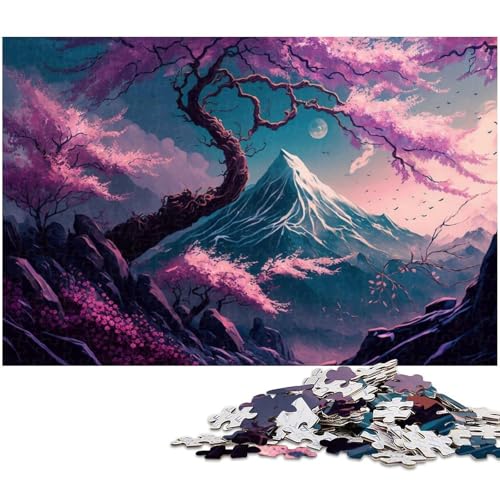 Puzzle für Erwachsene, Kirschbaumlandschaft, 1000 Teile, anspruchsvolles Spiel, geeignet als Schreibtischdekoration, Größe 38 x 26 cm von LLONGKT
