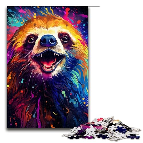 Puzzle für Erwachsene, Malen, buntes Faultier-Kunst-Puzzle für Erwachsene, 1000-teiliges Holzpuzzle, Lernspiel, Herausforderungsspielzeug, Größe 50 x 75 cm Puzzle für Erwachsene, Malen, buntes Faultier-Kunst-Puzzle für Erwachsene, 1000-teiliges Holzpuzzle, Lernspiel, Herausforderungsspielzeug, Größe 50 x 75 cm von LLONGKT