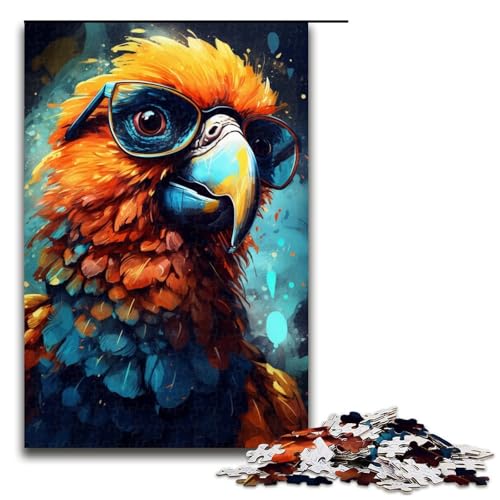 Puzzle für Erwachsene, Papagei mit Brille, 1000 Teile, Heimdekoration, Puzzlespielzeug, Weihnachts- und Geburtstagsgeschenke (Größe 50 x 75 cm) von LLONGKT