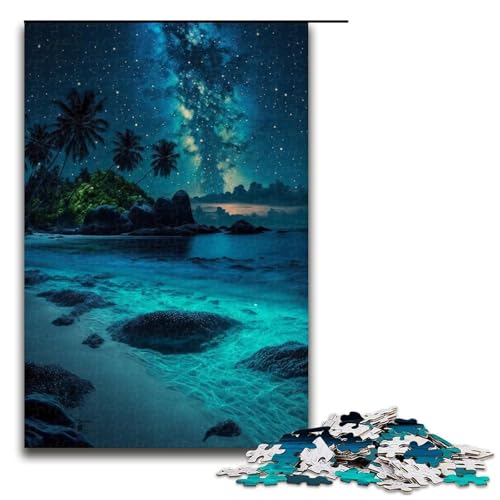 Puzzle für Erwachsene, Strand-Nachtszene, Puzzle 1000 Teile, Holzpuzzle für Erwachsene (Größe 50 x 75 cm) von LLONGKT