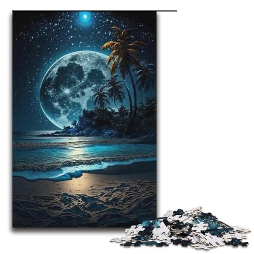Puzzle für Erwachsene, Strandnachtszene, 1000 Teile, Lernspiele, perfekte Dekoration für Teenager ab 14 Jahren, Größe 38 x 26 cm von LLONGKT