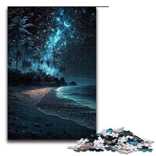 Puzzle für Erwachsene, Strandnachtszene, 1000 Teile, Lernspiele, perfekte Dekoration für Teenager ab 14 Jahren, Größe 50 x 75 cm von LLONGKT