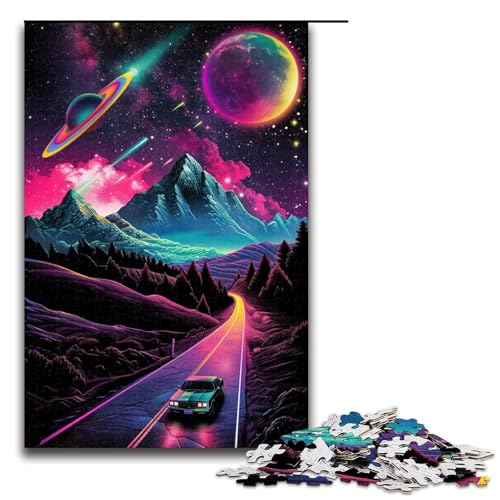 Puzzle für Erwachsene, kosmische Berge, Straßenpuzzle, 1000 Teile, Heimdekoration, Puzzlespielzeug, Weihnachts- und Geburtstagsgeschenke (Größe 50 x 75 cm) von LLONGKT