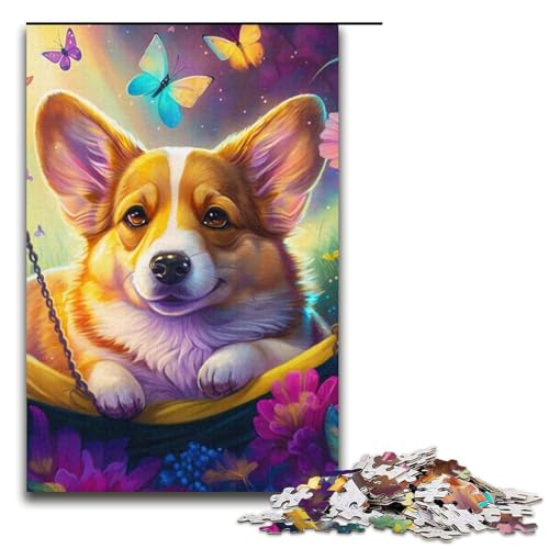 Puzzle für Erwachsene, schönes Corgi-Puzzle, 1000 Teile, Papppuzzle für Erwachsene, Größe 38 x 26 cm von LLONGKT