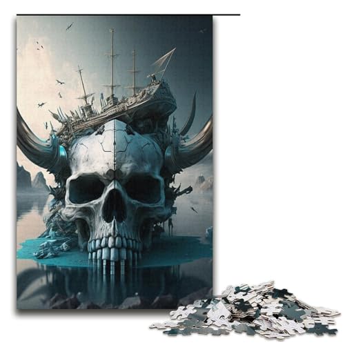Puzzle für Erwachsene, wunderschönes Totenkopf-Puzzle, 1000 Teile, Papppuzzle für Erwachsene, Größe 38 x 26 cm von LLONGKT
