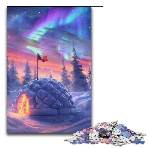 Puzzle für Erwachsene „Eisschlösser unter der Aurora Borealis“, 1000 Teile, zur Verbesserung des Gedächtnisses, geeignet für Jugendliche ab 14 Jahren (Größe 38 x 26 cm) von LLONGKT