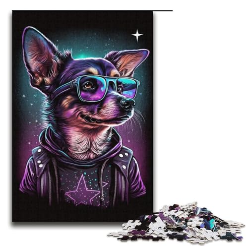 Puzzle für Erwachsene 1000 Teile Chihuahua-Boxer-Puzzlespiel Spielzeug Eltern-Kind-Interaktion Größe 38x26cm von LLONGKT