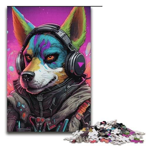 Puzzle für Erwachsene 1000 Teile Kopfhörer Hund Puzzles für Erwachsene Karton Puzzle Lernspielzeug Größe 38x26cm von LLONGKT