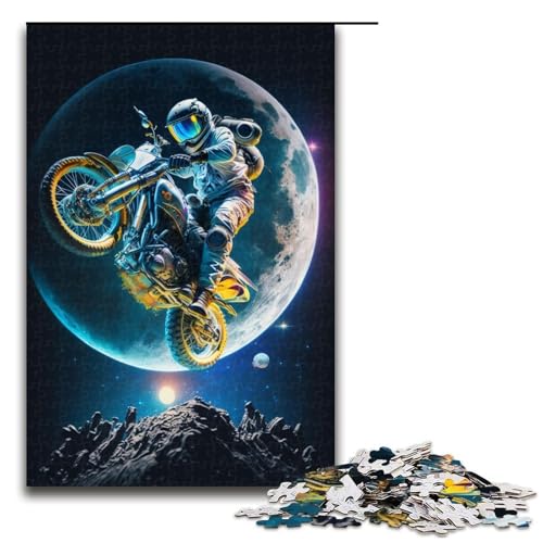 Puzzle für Erwachsene mit 1000 Teilen, Astronaut auf Motorrad, Lernpuzzle, Größe 50 x 75 cm von LLONGKT