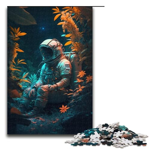 Puzzle für Erwachsene mit 1000 Teilen, Astronauten-Blumen, Lernpuzzle, Größe 50 x 75 cm von LLONGKT