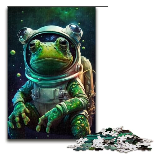 Puzzle für Erwachsene mit 1000 Teilen, Astronautenfrosch, Lernpuzzle, Größe 50 x 75 cm von LLONGKT