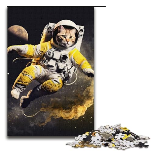 Puzzle für Erwachsene mit 1000 Teilen, Astronautenkatze im Weltraum, Denkspiel, anspruchsvoll, Aber unterhaltsam und humorvoll, Größe 38 x 26 cm Puzzle für Erwachsene mit 1000 Teilen, Astronautenkatze im Weltraum, Denkspiel, anspruchsvoll, Aber unterhaltsam und humorvoll, Größe 38 x 26 cm von LLONGKT