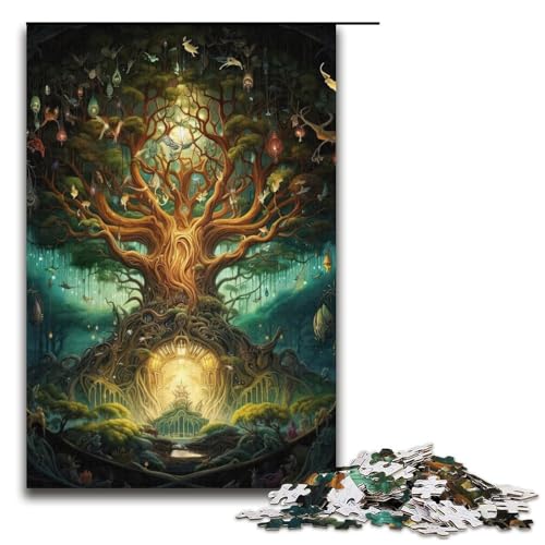 Puzzle für Erwachsene mit 1000 Teilen, Baum des Lebens, Denkspiel, Herausforderung für die Gehirnintelligenz, süchtig machendes Spielzeug, Größe 38 x 26 cm von LLONGKT