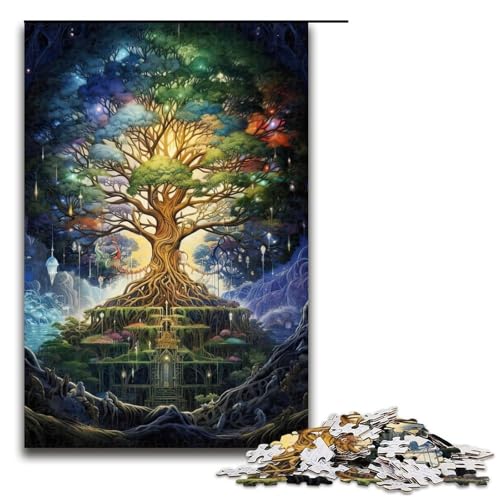 Puzzle für Erwachsene mit 1000 Teilen, Baum des Lebens, Denkspiel, Herausforderung für die Gehirnintelligenz, süchtig machendes Spielzeug, Größe 50 x 75 cm von LLONGKT