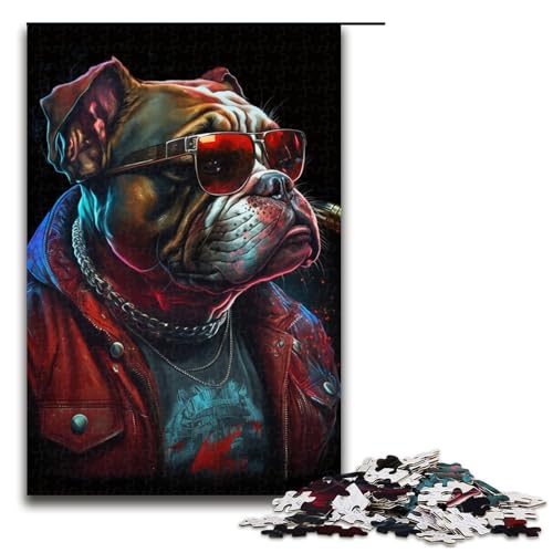 Puzzle für Erwachsene mit 1000 Teilen, Bulldoggen-Boxer, Lernpuzzle, Größe 50 x 75 cm von LLONGKT