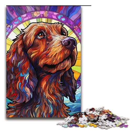 Puzzle für Erwachsene mit 1000 Teilen, Buntglas-Hund, Denkspiel, Herausforderung für die Gehirnintelligenz, süchtig machendes Spielzeug, Größe 38 x 26 cm Puzzle für Erwachsene mit 1000 Teilen, Buntglas-Hund, Denkspiel, Herausforderung für die Gehirnintelligenz, süchtig machendes Spielzeug, Größe 38 x 26 cm von LLONGKT