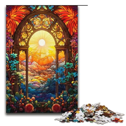 Puzzle für Erwachsene mit 1000 Teilen, Buntglasgarten, Denkspiel, Herausforderung für die Gehirnintelligenz, süchtig machendes Spielzeug, Größe 38 x 26 cm Puzzle für Erwachsene mit 1000 Teilen, Buntglasgarten, Denkspiel, Herausforderung für die Gehirnintelligenz, süchtig machendes Spielzeug, Größe 38 x 26 cm von LLONGKT