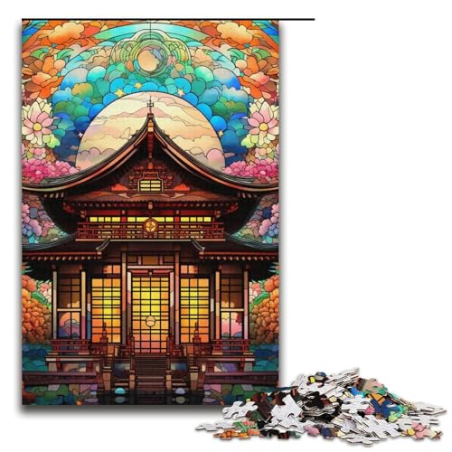 Puzzle für Erwachsene mit 1000 Teilen, Buntglasturm, Denkspiel, Herausforderung für die Gehirnintelligenz, süchtig machendes Spielzeug, Größe 38 x 26 cm von LLONGKT