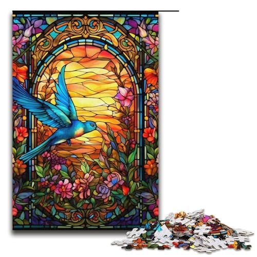 Puzzle für Erwachsene mit 1000 Teilen, Buntglasvogel, Denkspiel, Herausforderung für die Gehirnintelligenz, süchtig machendes Spielzeug, Größe 38 x 26 cm Puzzle für Erwachsene mit 1000 Teilen, Buntglasvogel, Denkspiel, Herausforderung für die Gehirnintelligenz, süchtig machendes Spielzeug, Größe 38 x 26 cm von LLONGKT