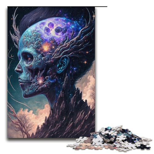 Puzzle für Erwachsene mit 1000 Teilen, Galaxie-Totenkopf, Denkspiel, Herausforderung für die Gehirnintelligenz, süchtig machendes Spielzeug, Größe 38 x 26 cm von LLONGKT