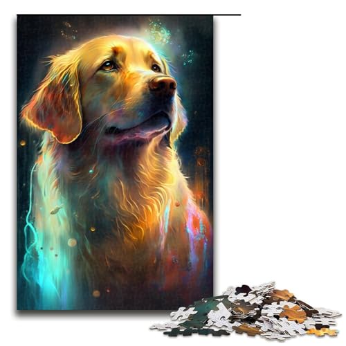 Puzzle für Erwachsene mit 1000 Teilen, Golden Retriever-Spielzeug, Denkspiel, Herausforderung für die Gehirnintelligenz, süchtig machendes Spielzeug (Größe 50 x 75 cm) von LLONGKT