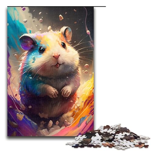 Puzzle für Erwachsene mit 1000 Teilen, Hamster-Mal-Puzzle-Kunstwerk, geeignet als Schreibtisch-Dekoration (Größe 50 x 75 cm) von LLONGKT