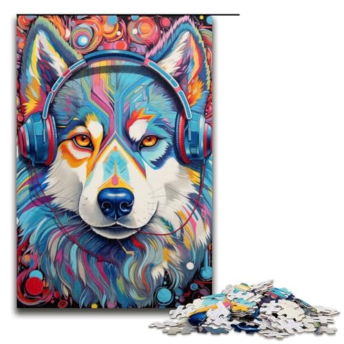 Puzzle für Erwachsene mit 1000 Teilen, Husky-Kopfhörer, schwieriges Puzzle, ganze Familie, Größe 50 x 75 cm Puzzle für Erwachsene mit 1000 Teilen, Husky-Kopfhörer, schwieriges Puzzle, ganze Familie, Größe 50 x 75 cm von LLONGKT