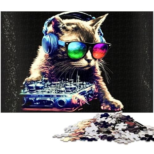 Puzzle für Erwachsene mit 1000 Teilen, Katzen-Kopfhörer, DJ-Musik, Puzzle-Kunstwerk, Spaß für Zuhause, Geburtstagsgeschenk, Reisegeschenk, Größe 38 x 26 cm Puzzle für Erwachsene mit 1000 Teilen, Katzen-Kopfhörer, DJ-Musik, Puzzle-Kunstwerk, Spaß für Zuhause, Geburtstagsgeschenk, Reisegeschenk, Größe 38 x 26 cm von LLONGKT