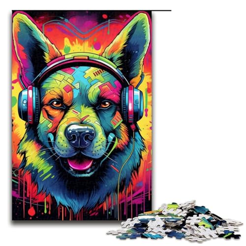 Puzzle für Erwachsene mit 1000 Teilen, Kopfhörer, Hund, zum Dekomprimieren, intellektuelles Lernspielzeug, Geschenkideen, Größe 50 x 75 cm Puzzle für Erwachsene mit 1000 Teilen, Kopfhörer, Hund, zum Dekomprimieren, intellektuelles Lernspielzeug, Geschenkideen, Größe 50 x 75 cm von LLONGKT