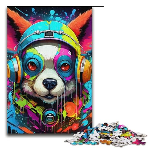 Puzzle für Erwachsene mit 1000 Teilen, Kopfhörer-Hund, für Familienspaß, anspruchsvoll zu vervollständigen, Aber lustig und humorvoll, Größe 38 x 26 cm von LLONGKT
